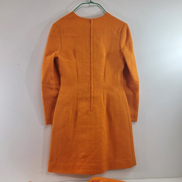 Orange Mod Style Peacoat with Matching Dress Vtg Handmade Womens Extra Small - Picture 12 of 16